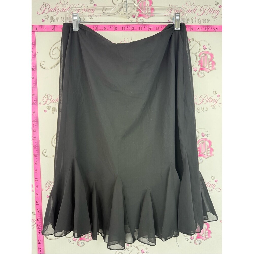 JS Collections skirt ruffle hem fairy Black Circle Skirt with Flounced Hem